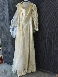lot 26 image: Vintage Wedding Dress With Vail
