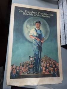 lot 33 image: Vintage Plumber Poster (American Standard) 36x24