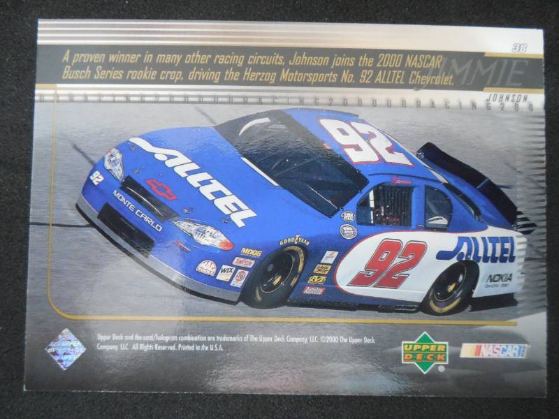 lot 65 image: 2000 Upper Deck Jimmie Johnson Rookie Card #38