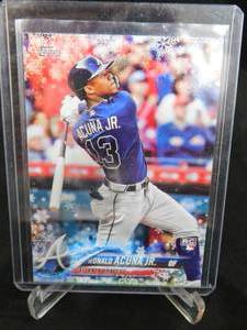 lot 52 image: 2018 Topps Holiday Ronald Acuna Jr. Rookie Card #50
