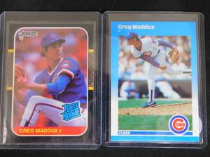 lot 137 image: (2) 1987 Greg Maddux Rookies - Donruss #36 & Fleer Update #U-68