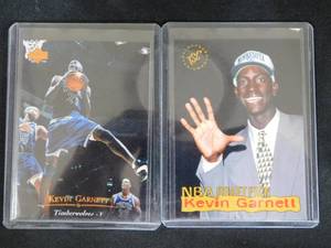 lot 143 image: (2) 1995-96 Kevin Garnett Rookie Cards - Stadium Club #5 & Upper Deck #273