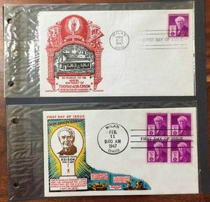 lot 49 image: (2) 1947 First Day Issue Stamps