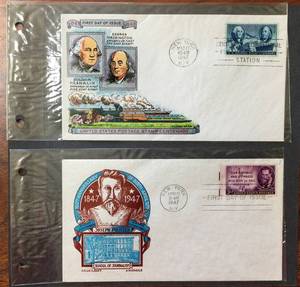 lot 52 image: (2) 1947 First Day Issue Stamps