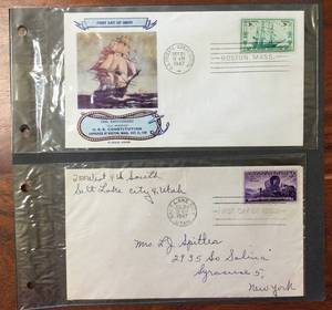 lot 57 image: (2) 1947 First Day Issue Stamps