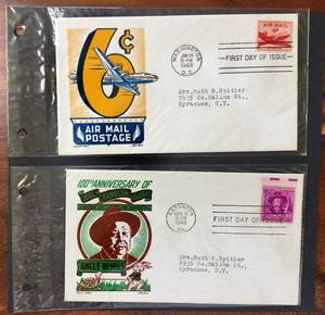 lot 86 image: (1) 1948 & (1) 1949 First Day Issue Stamps