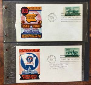 lot 87 image: (2) 1949 First Day Issue Stamps