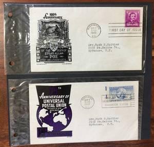 lot 93 image: (2) 1949 First Day Issue Stamps