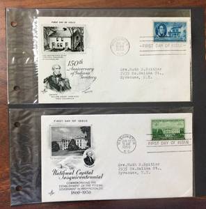 lot 100 image: (2) 1950 First Day Issue Stamps