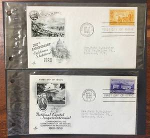 lot 101 image: (2) 1950 First Day Issue Stamps