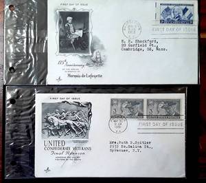 lot 105 image: (1) 1951 & (1) 1952 First Day Issue Stamps