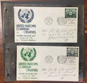 lot 110 image: (2) 1953 First Day Issue Stamps