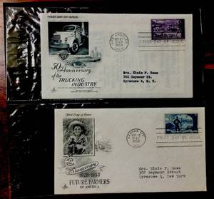 lot 111 image: (2) 1953 First Day Issue Stamps