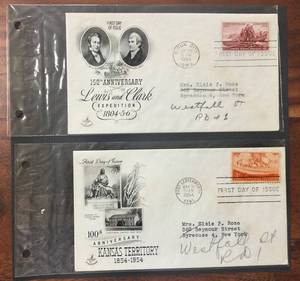 lot 116 image: (2) 1954 First Day Issue Stamps