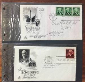 lot 118 image: (2) 1954 First Day Issue Stamps