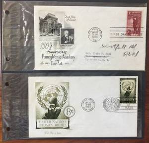 lot 120 image: (1) 1954 & (1) 1955 First Day Issue Stamps