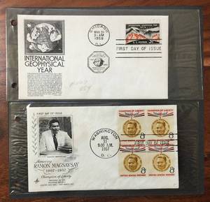 lot 146 image: (2) 1957 & (1) 1958 First Day Issue Stamps