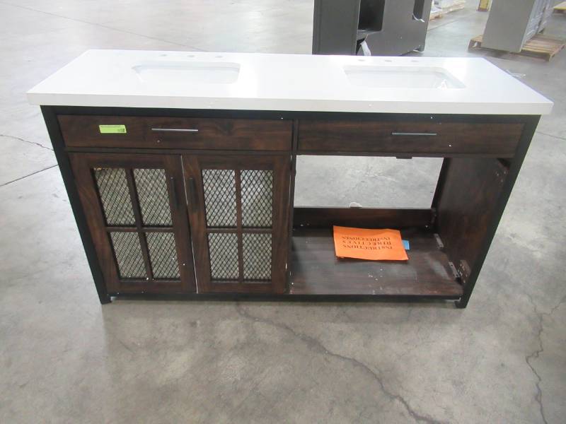 Drysdale 60 in. Wx 34.5 in. H Bath Vanity in Sable with Engineered Stone Vanity Top in Lgt Vein Carrera with White Basin