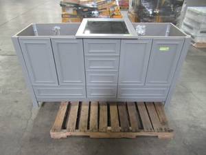lot 20 image: Home Decorators Collection Westcourt 61 in. W Bath Vanity in Sterling Gray with Mirror WT60P4-ST