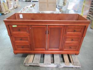lot 35 image: Home Decorators Collection 60 in. W Bath Vanity Cabinet Only in Warm Cinnamon for Single Bowl NACA6022D1
