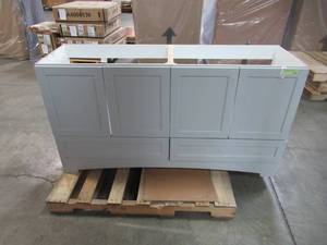 lot 36 image: Glacier Bay Lancaster 60 in. W x 19 in. D Bath Vanity in Pearl Gray LC60P2-PG