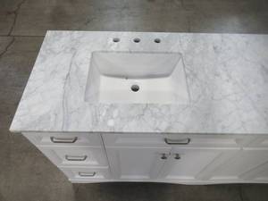 lot 43 image: Vinnova Naples 72 in. W x 22 in. D x 35 in. H Vanity in White with Marble Vanity Top in White with Basin 710072-WH-CA-NM