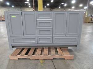 lot 50 image: Glacier Bay Candlesby 60 in. W x 19 in. D Bath Vanity in Sterling Gray CD60P2-ST