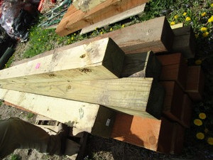 lot 197 image: Posts, 6x6x8ft, cedar tone & gree...