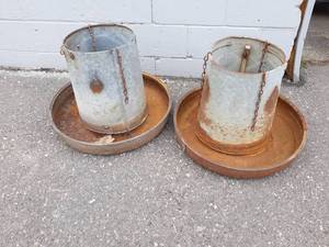 lot 7 image: Pair of Galvanized Feeders - Make Great Planters