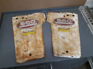 lot 24 image: Pair of Farmall 560 Diesel Side Panels w Emblems