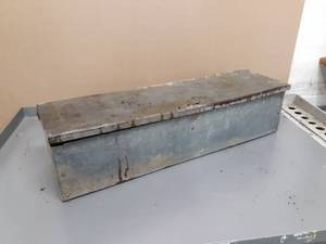 lot 40 image: Galvanized Toolbox w Antique Wrenches and More