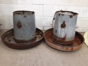 lot 41 image: Pair of Galvanized Feeders - Make Great Planters