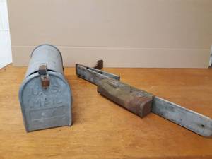 lot 72 image: Vintage Galvanized Mail Box & Corn Planter