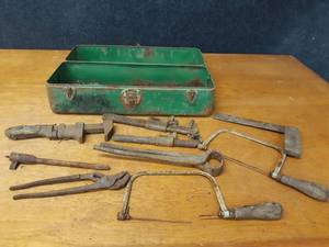 lot 149 image: Toolbox with Antique Tools