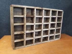 lot 175 image: Vintage Wood Parts Bin  Shelf - Measures about 38 x 24 x 6