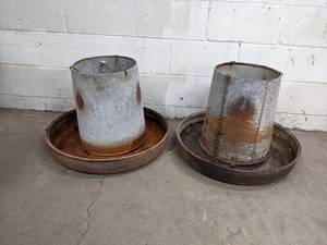 lot 53 image: Pair of Galvanized Feeders - Make Great Planters