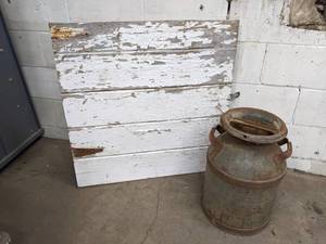 lot 56 image: Barn Door and Milk Can