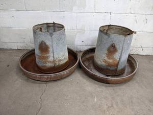 lot 70 image: Pair of Galvanized Feeders - Make Great Planters
