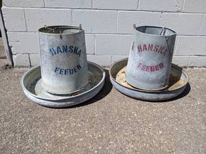 lot 115 image: Pair of Galvanized Feeders - Make Great Planters