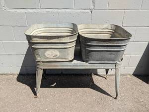 lot 143 image: Pair of Wash Tubs with Stand