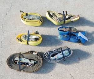 lot 19 image: Set of 6 Assorted E-Track Ratchet Straps