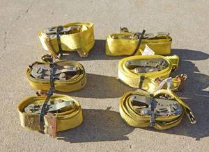 lot 20 image: Set of 6 Assorted E-Track Ratchet Straps