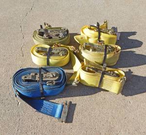 lot 21 image: Set of 6 Assorted E-Track Ratchet Straps