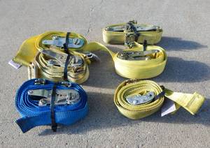 lot 24 image: Set of 6 Assorted E-Track Ratchet Straps