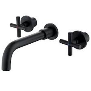 2 Double Handle Wall Mounted  Faucet Basin Mixer Taps in Matte Black & toilettowel holders - not used