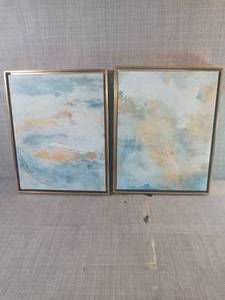 (Set of 2) 16 x 20 Abstract Painting Framed Canvas - Project 62- not used