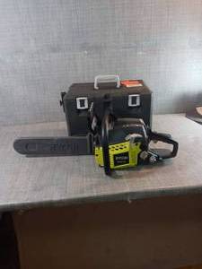 16 in. 37cc 2-Cycle Gas Chainsaw with Heavy-Duty Case by RYOBI- used