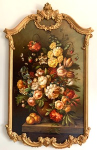 lot 7 image: Set of Two Italian Floral Oil Paintings