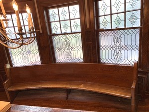 lot 46 image: Antique Wood Curved Pew