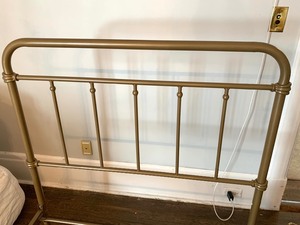 lot 47 image: Twin Metal Bed Frame with Brass Look - Like New